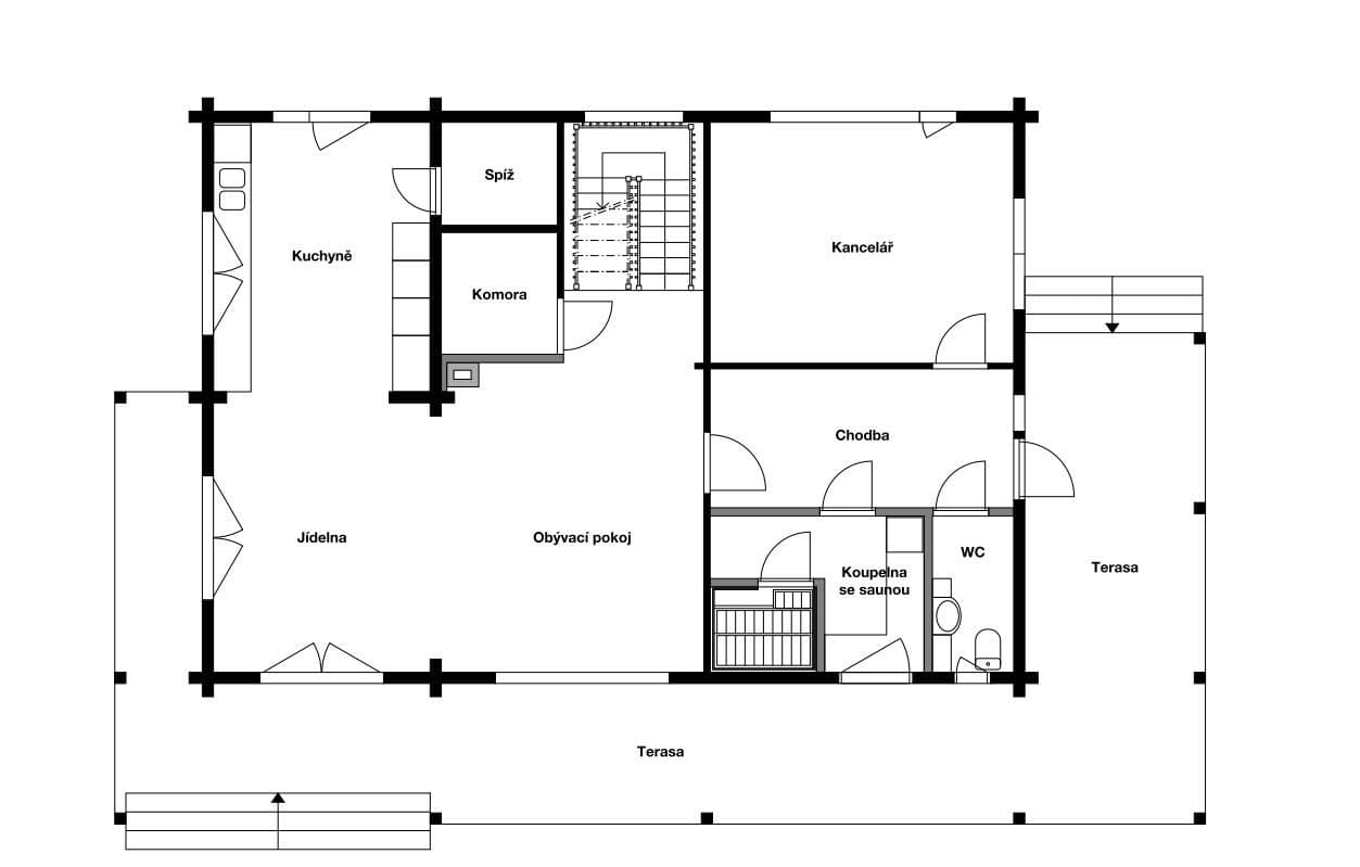 Luxury KONTIO log home, ground-floor plan