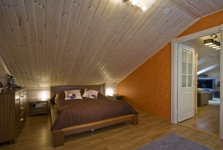 KONTIO Finnish log homes — loft bedroom