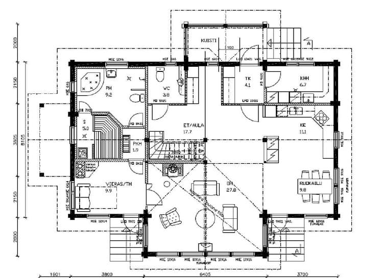 Luxury KONTIO log home, ground-floor plan