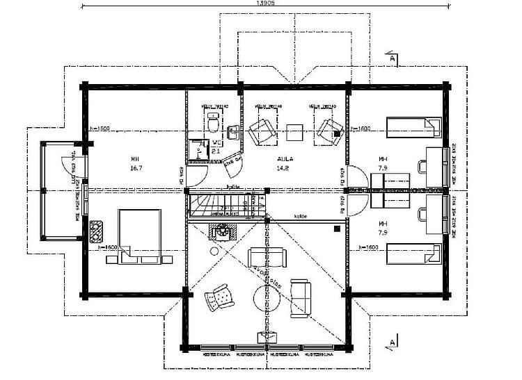 KONTIO Finnish log homes — first-floor plan drawing