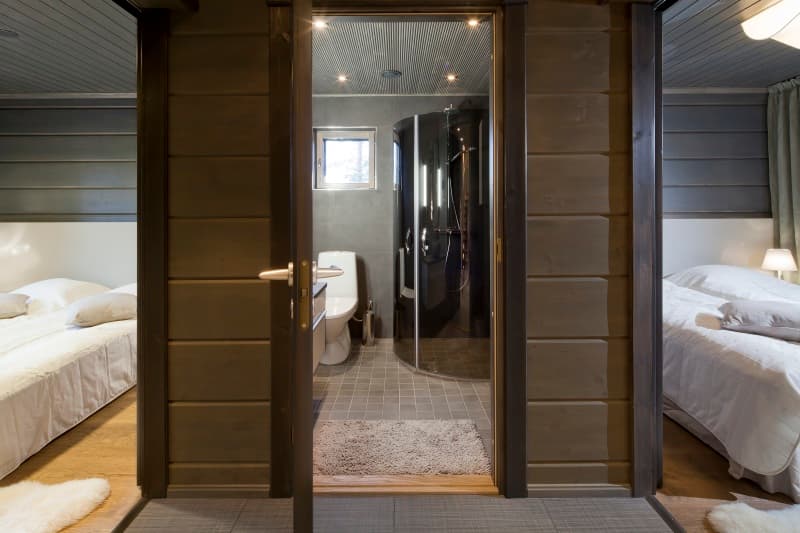 Luxury KONTIO log home, heated bathroom flooring