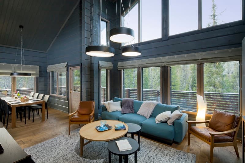 Living room in a KONTIO log home