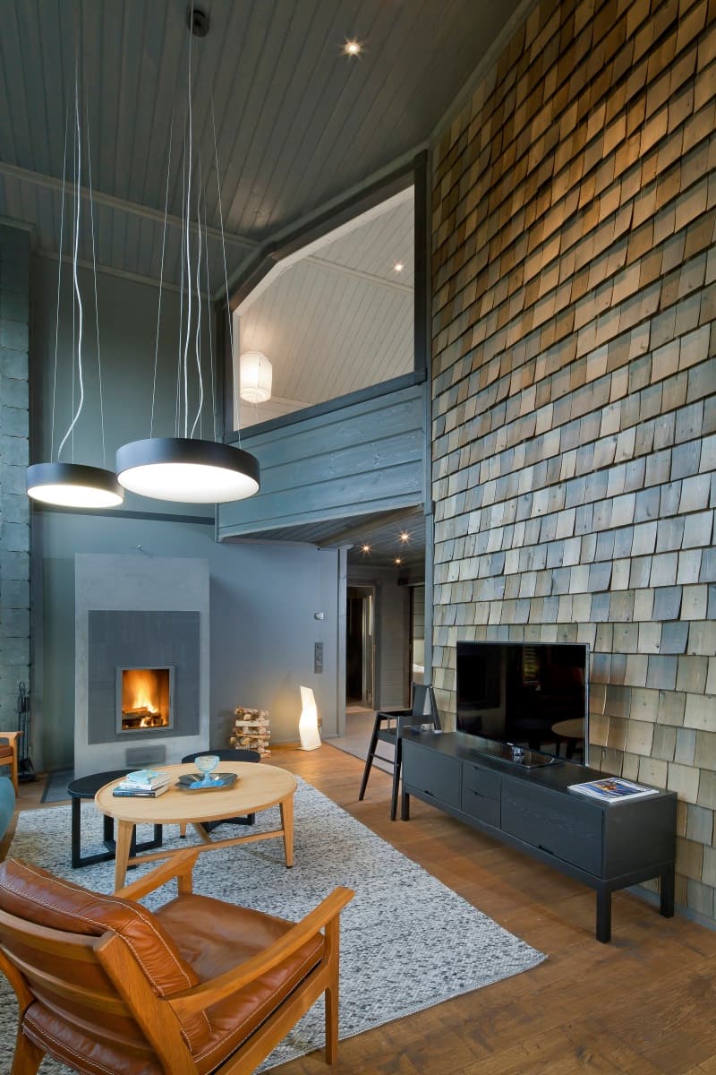 Luxury KONTIO log home, view from the living room into the upstairs bedroom