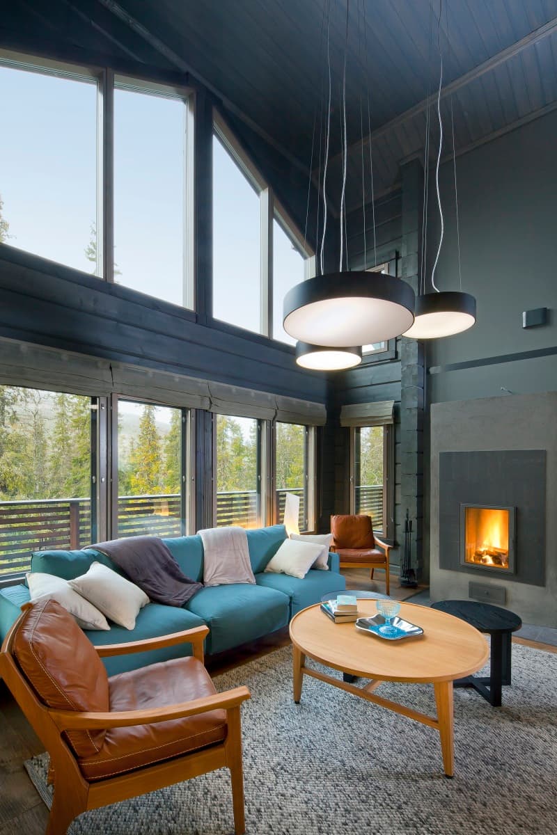A cathedral ceiling, a defining feature of KONTIO log homes