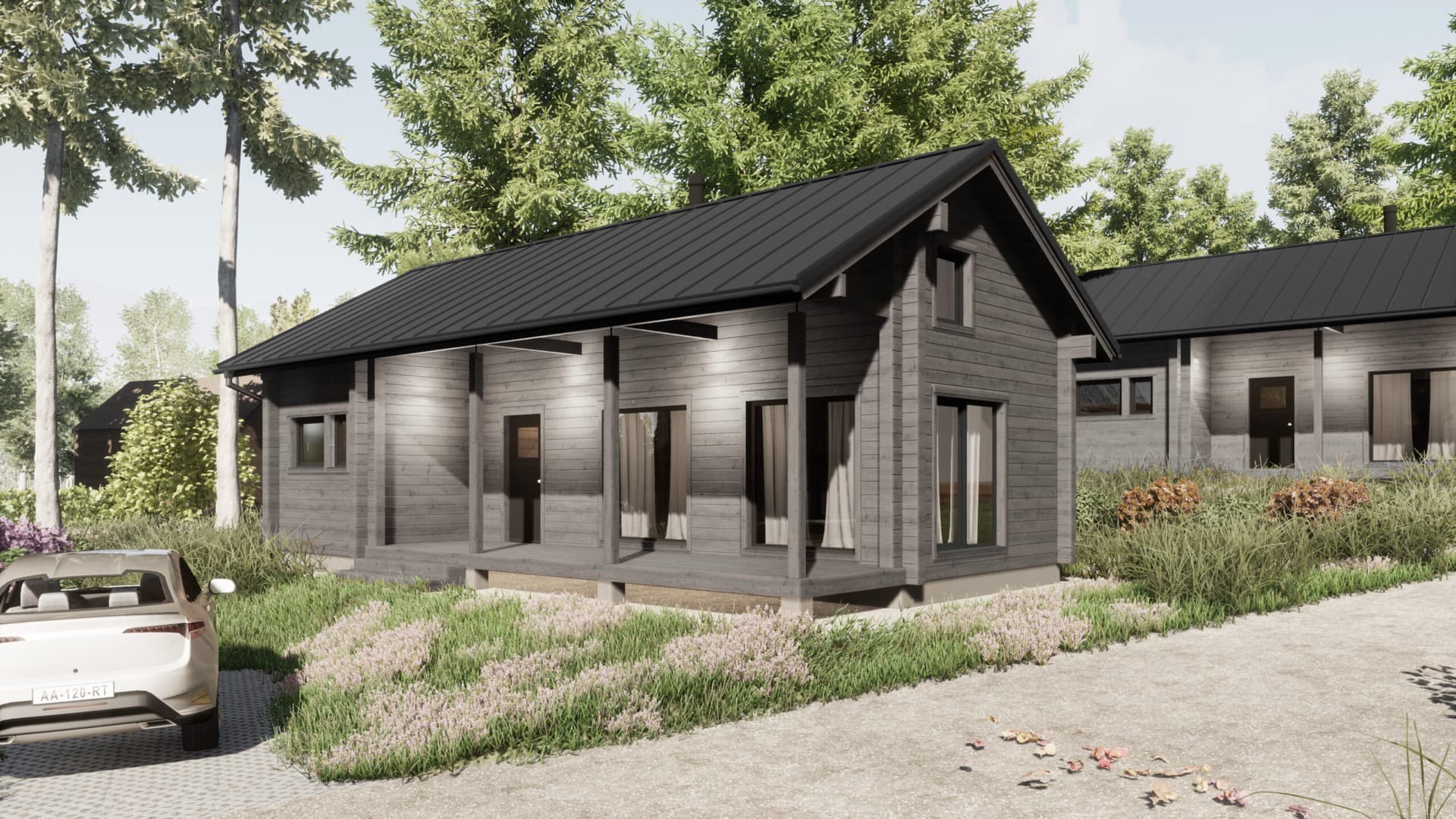 KONTIO timber homes — Resort Sázava — 3D lighting visualisation
