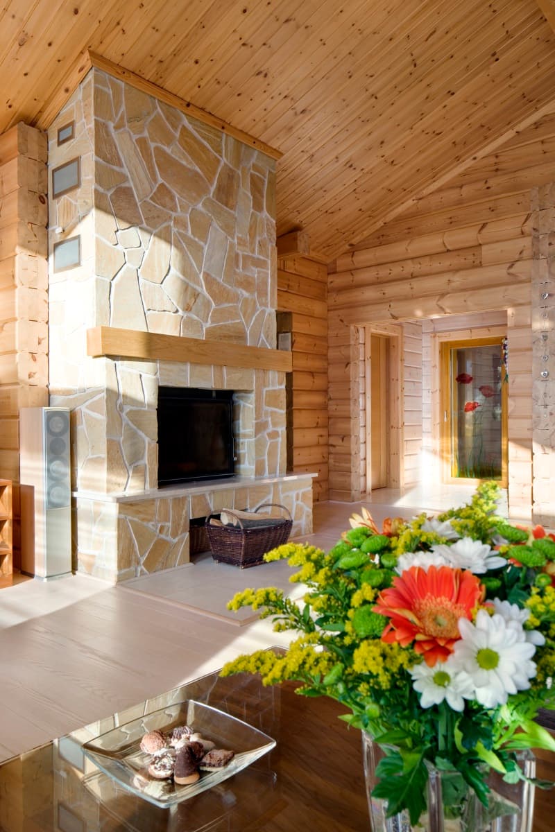 KONTIO log home, wood-burning stove