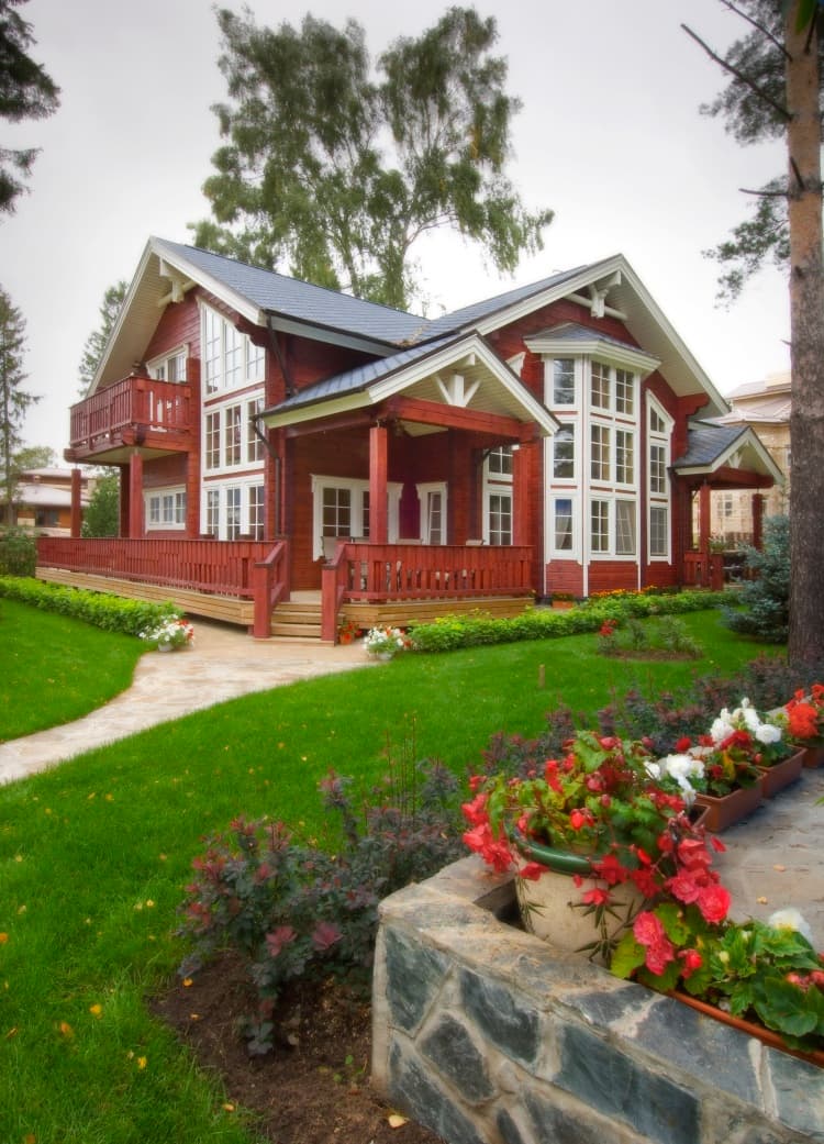 KONTIO Ulmus model log homes, Falun red 2