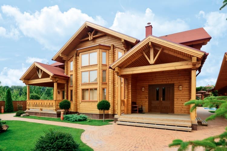 KONTIO Ulmus Elegance model log homes, natural stain
