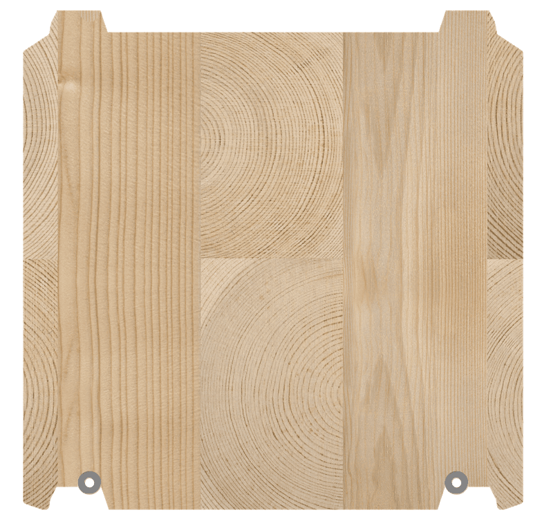 Řez trámem SmartLog™ 275×275 mm — horizontální a vertikální lamely