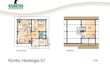 Dřevostavba z masivu HEDWIGIA 57 půdorys