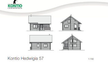 Dřevostavba z masivu HEDWIGIA 57 2D model