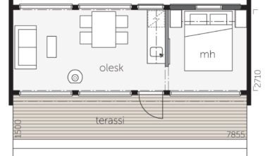 Dřevostavby Kontio Glass House 25E půdorys