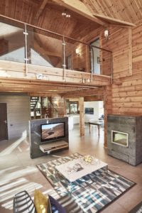 Dřevostavby Kontio River House obývací pokoj