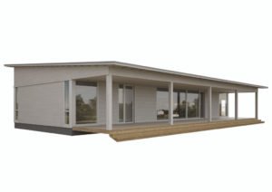 Dřevostavby Kontio Glass House TALO s pultovou střechou s přesahem 2