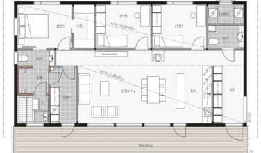 Dřevostavby KONTIO bungalov Laaksolahti - půdorys C