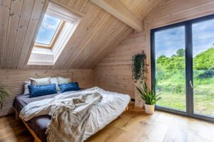 Dřevostavby KONTIO – moderní srub Nový Knín – ložnice